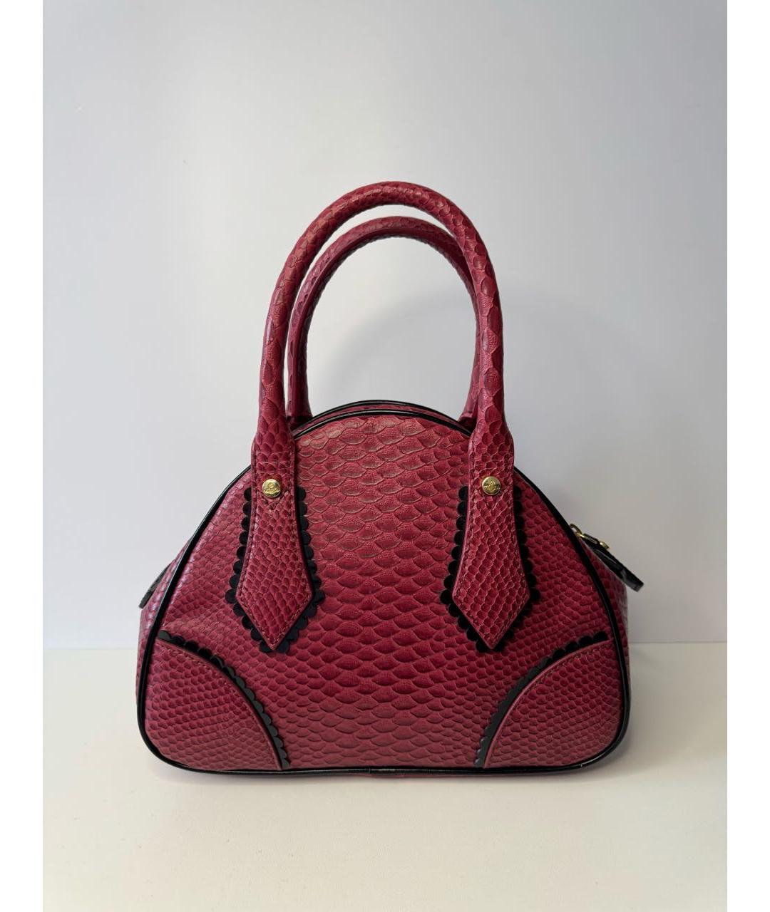 VIVIENNE WESTWOOD Бордовая кожаная сумка с короткими ручками, фото 2