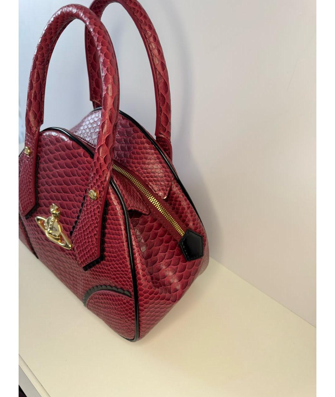 VIVIENNE WESTWOOD Бордовая кожаная сумка с короткими ручками, фото 7