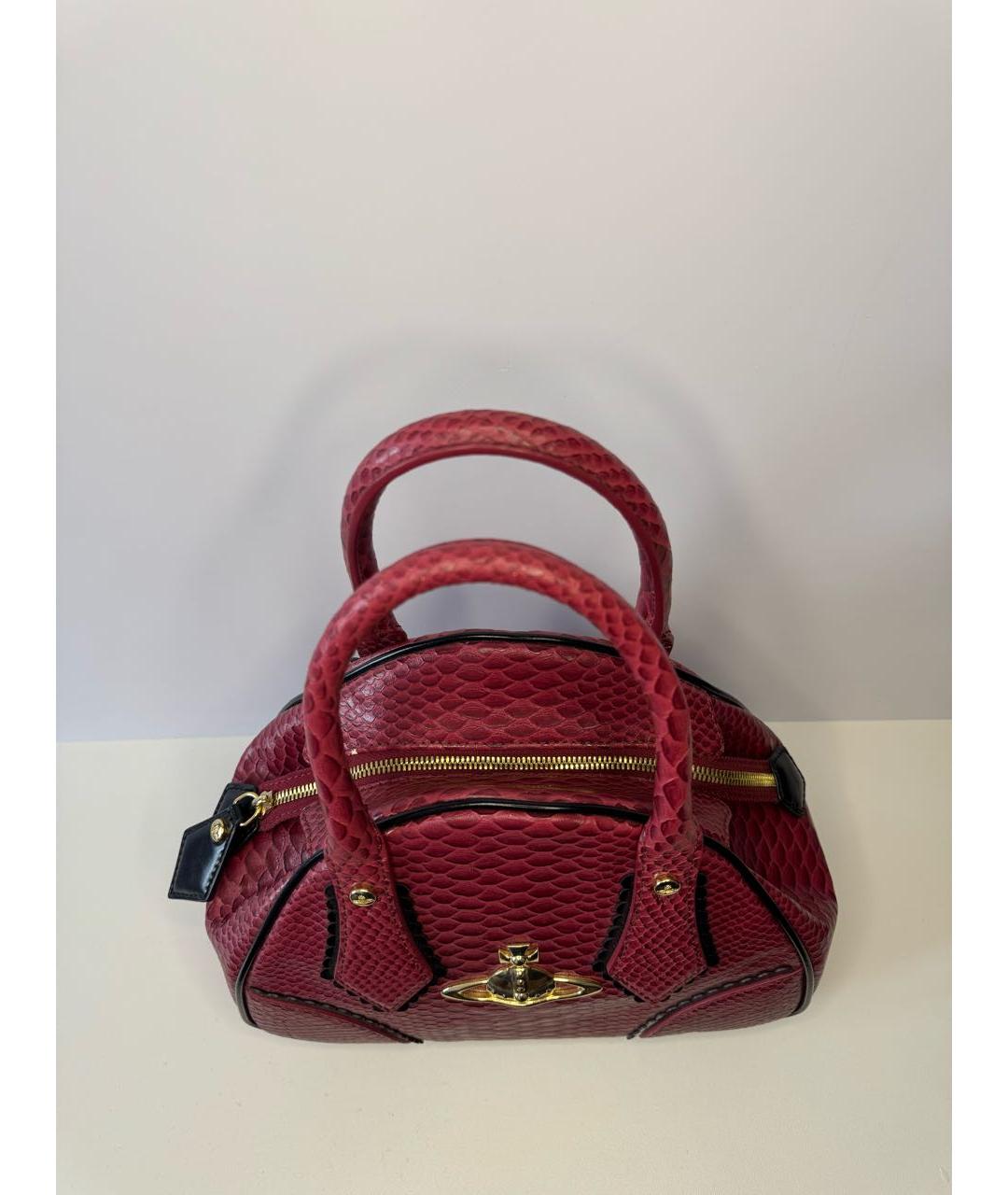 VIVIENNE WESTWOOD Бордовая кожаная сумка с короткими ручками, фото 3