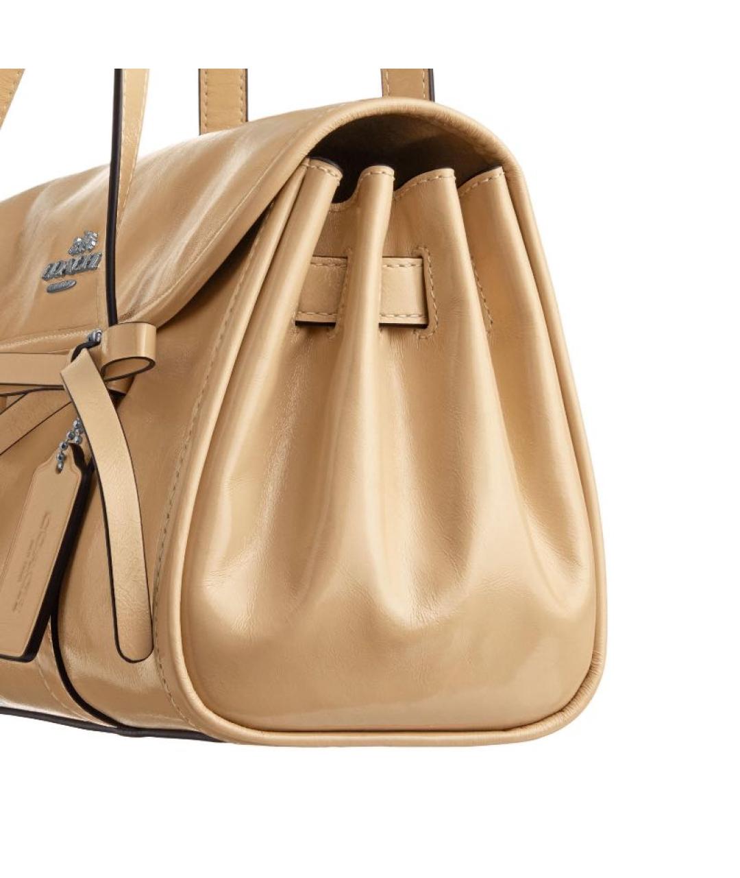 COACH Бежевая кожаная сумка через плечо, фото 4