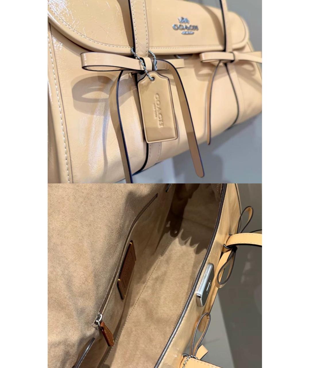 COACH Бежевая кожаная сумка через плечо, фото 8