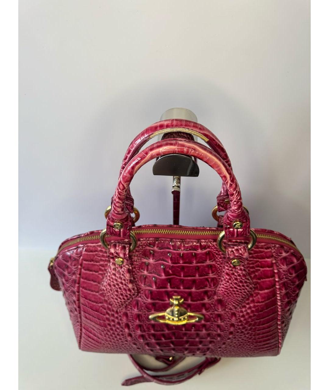 VIVIENNE WESTWOOD Розовая кожаная сумка с короткими ручками, фото 3