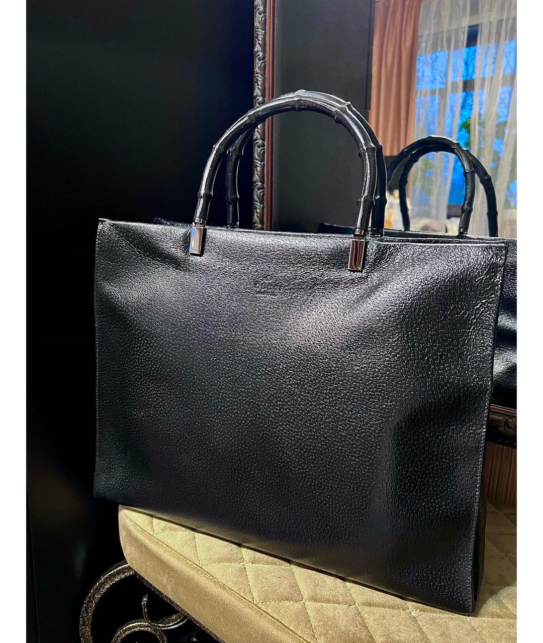 GUCCI Черная кожаная сумка с короткими ручками, фото 9