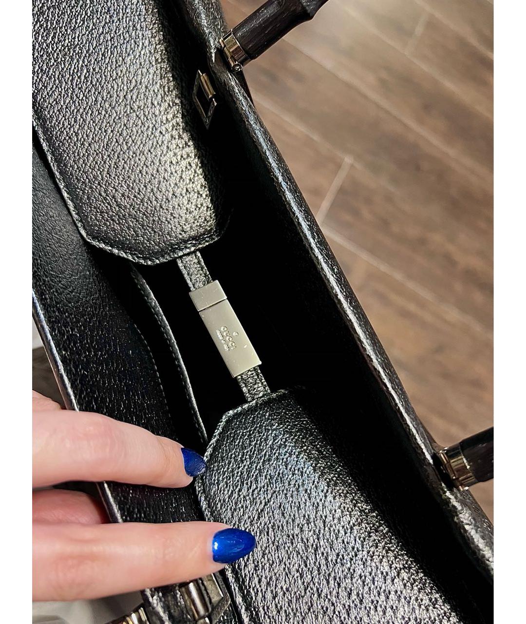 GUCCI Черная кожаная сумка с короткими ручками, фото 5