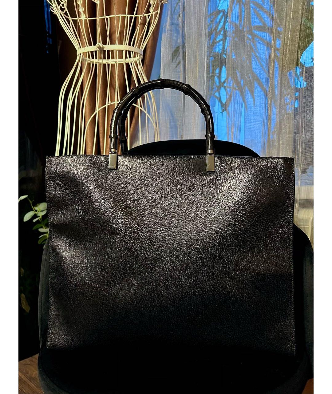 GUCCI Черная кожаная сумка с короткими ручками, фото 3