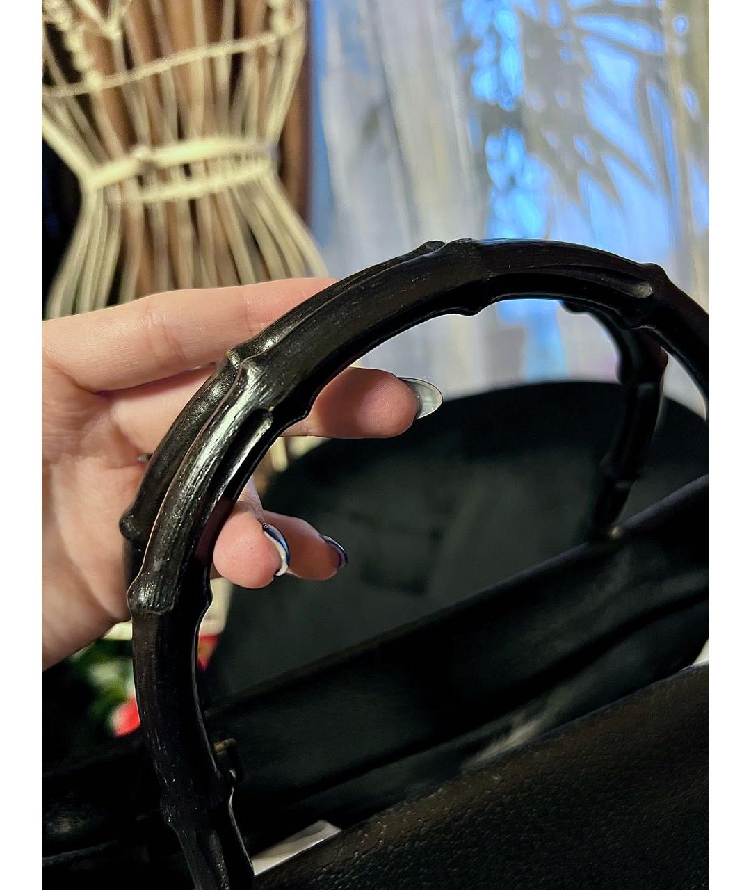 GUCCI Черная кожаная сумка с короткими ручками, фото 7