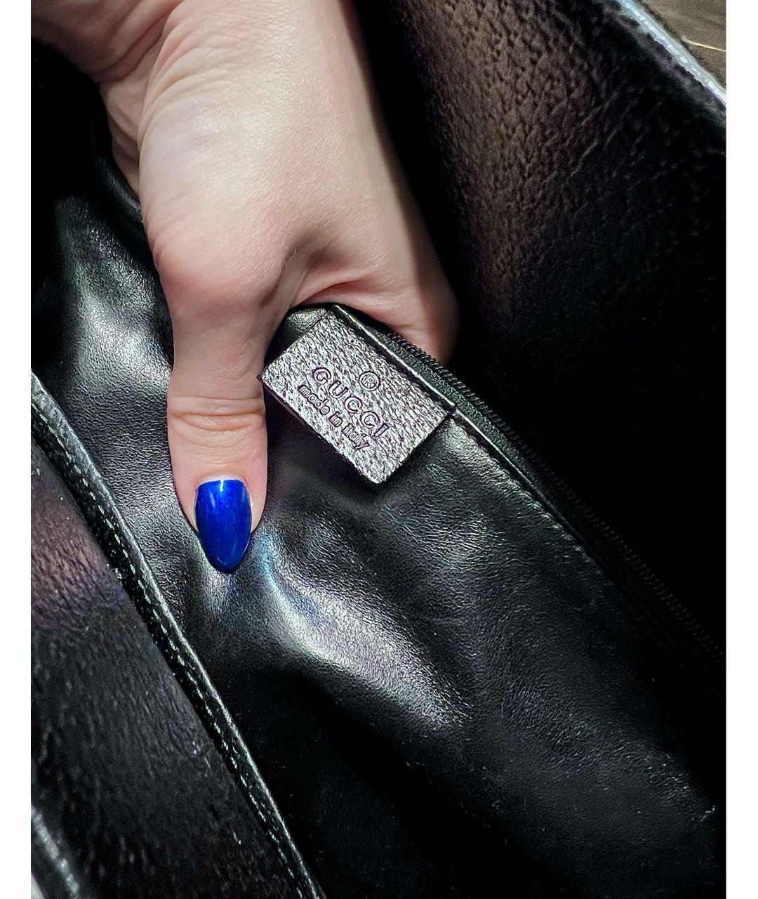 GUCCI Черная кожаная сумка с короткими ручками, фото 4