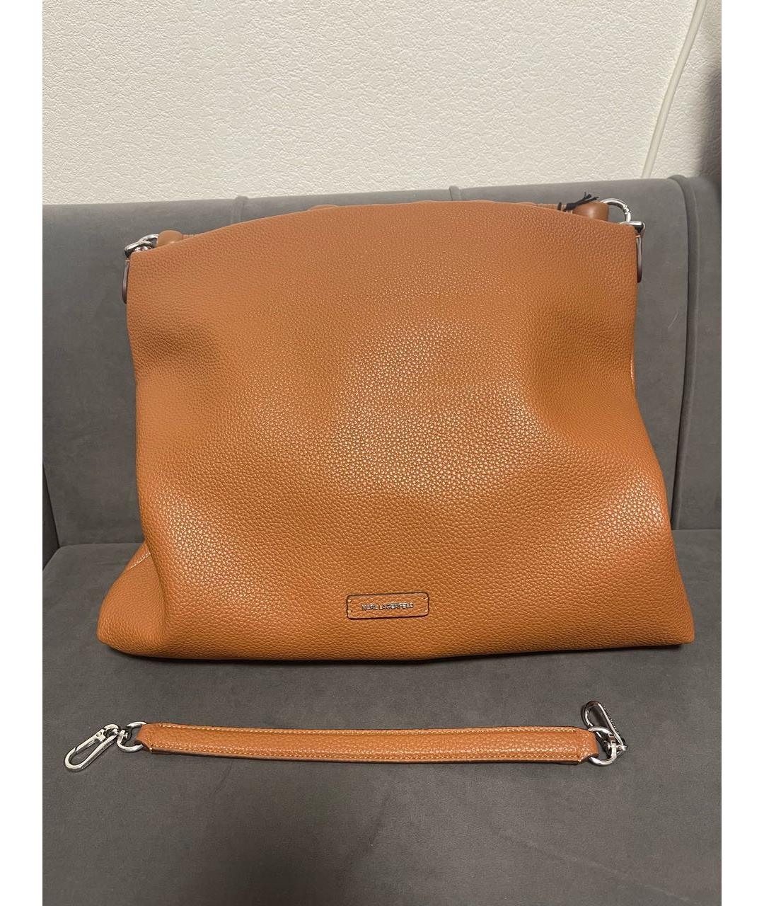 KARL LAGERFELD Коричневая кожаная сумка тоут, фото 2