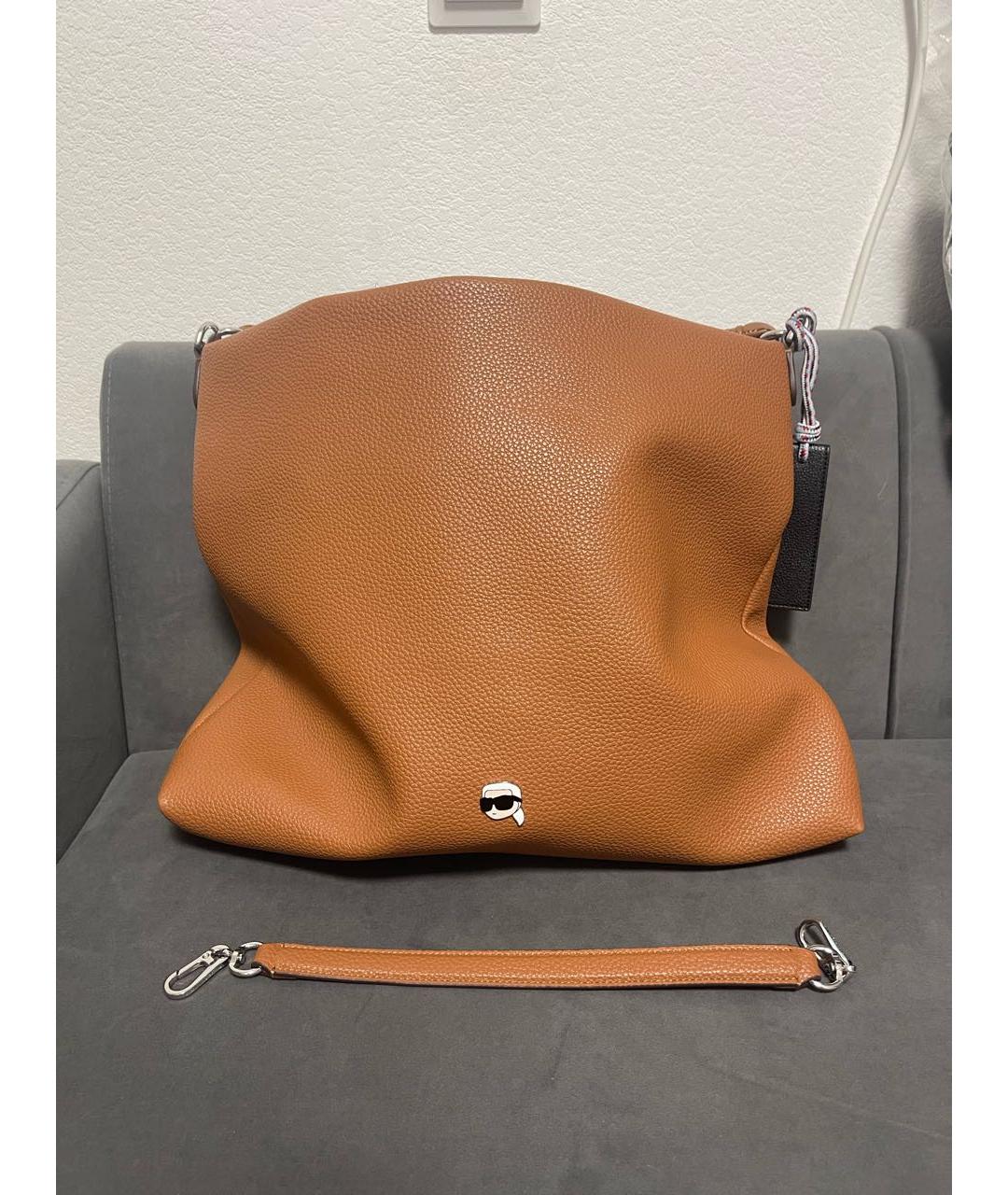 KARL LAGERFELD Коричневая кожаная сумка тоут, фото 7