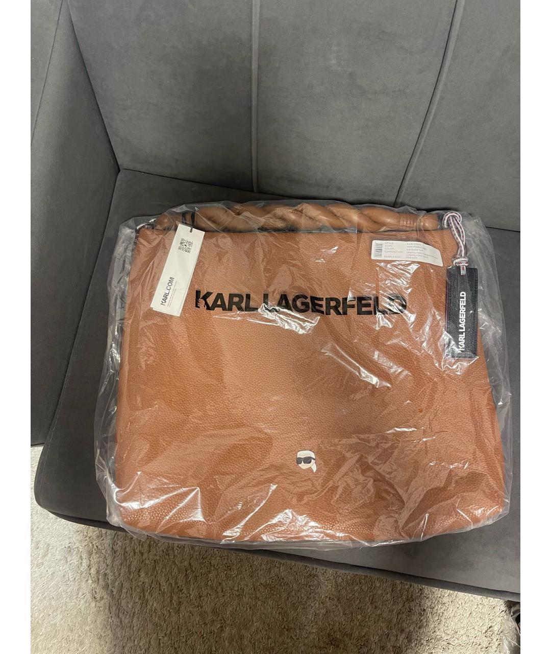 KARL LAGERFELD Коричневая кожаная сумка тоут, фото 4