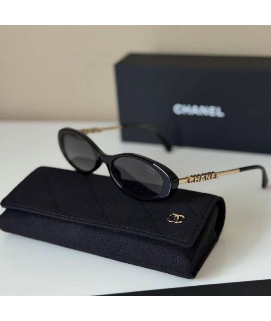 CHANEL Черные пластиковые солнцезащитные очки, фото 3