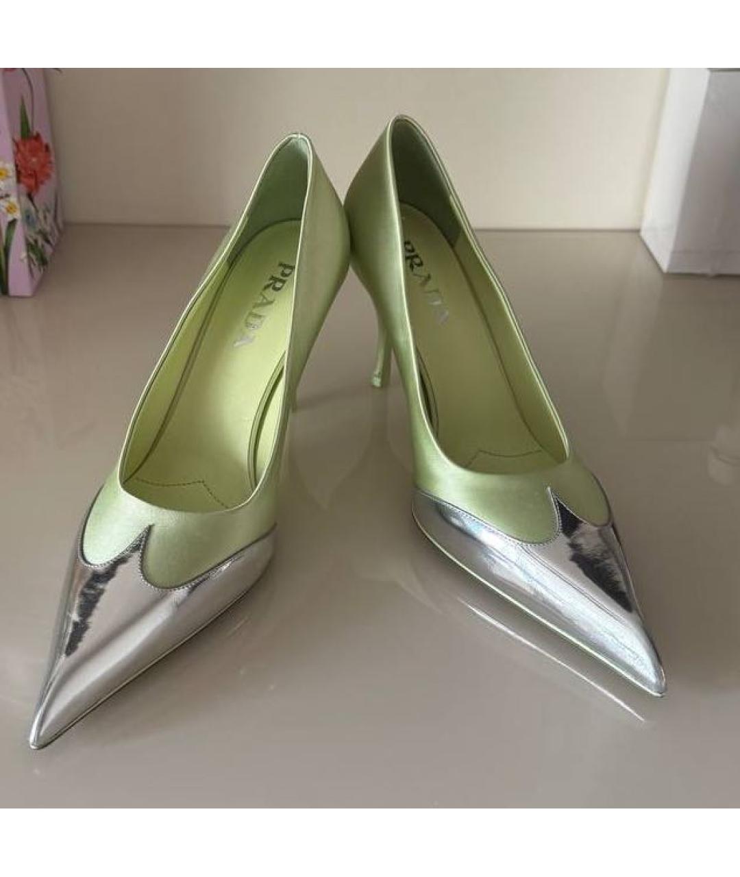 PRADA Салатовые текстильные туфли, фото 5