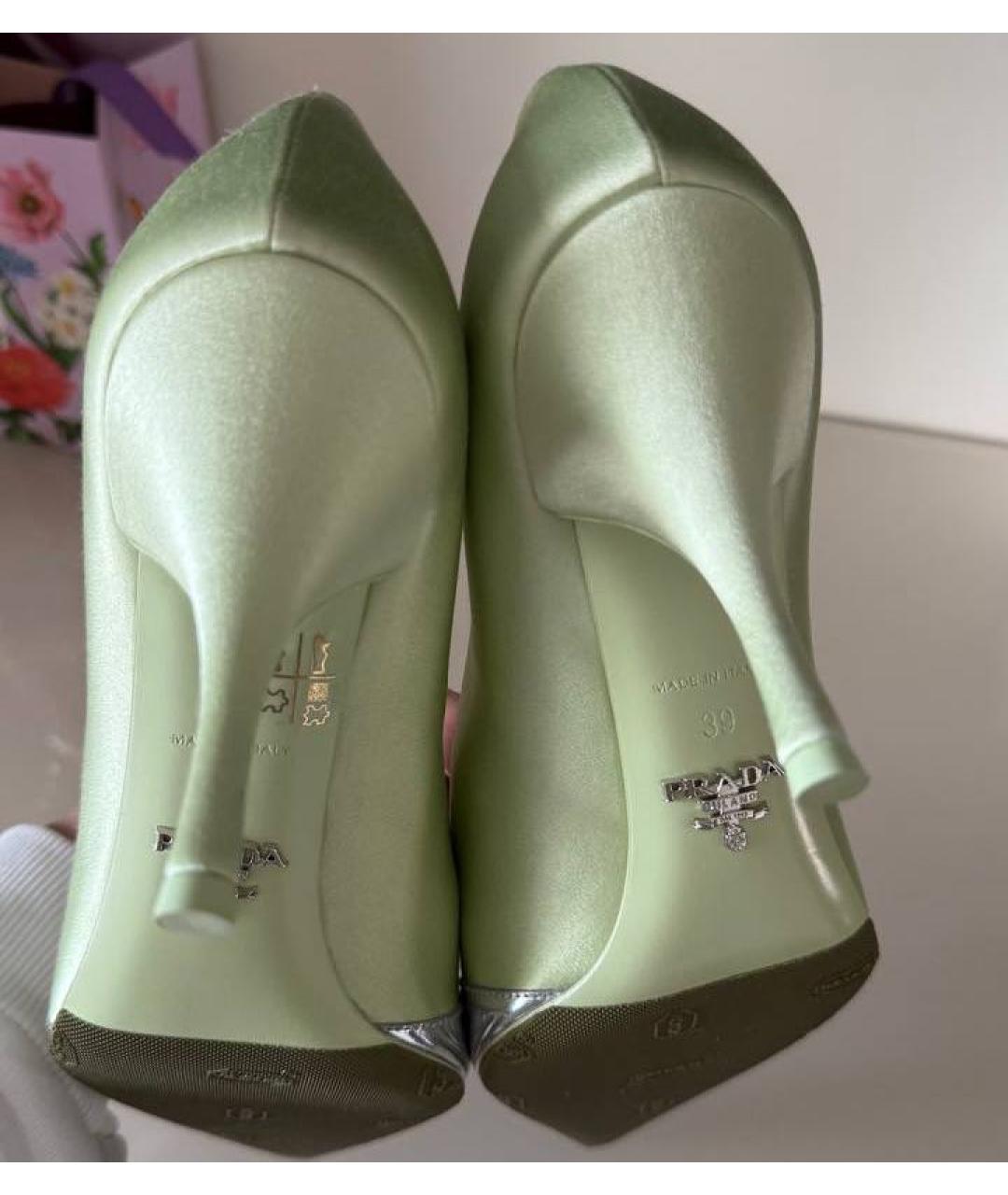 PRADA Салатовые текстильные туфли, фото 4