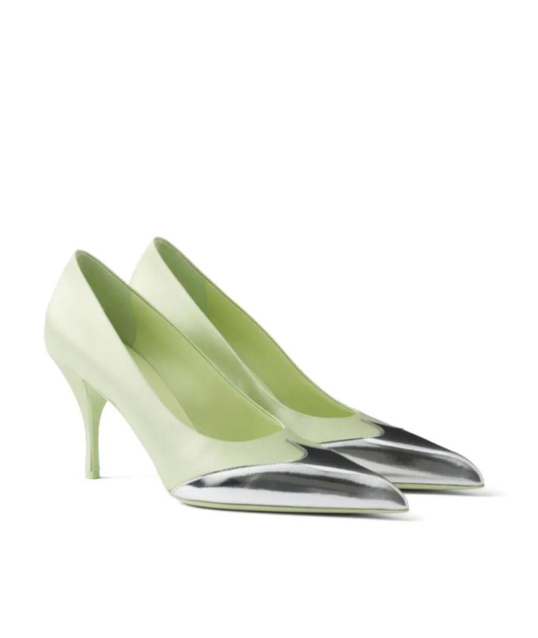 PRADA Салатовые текстильные туфли, фото 8