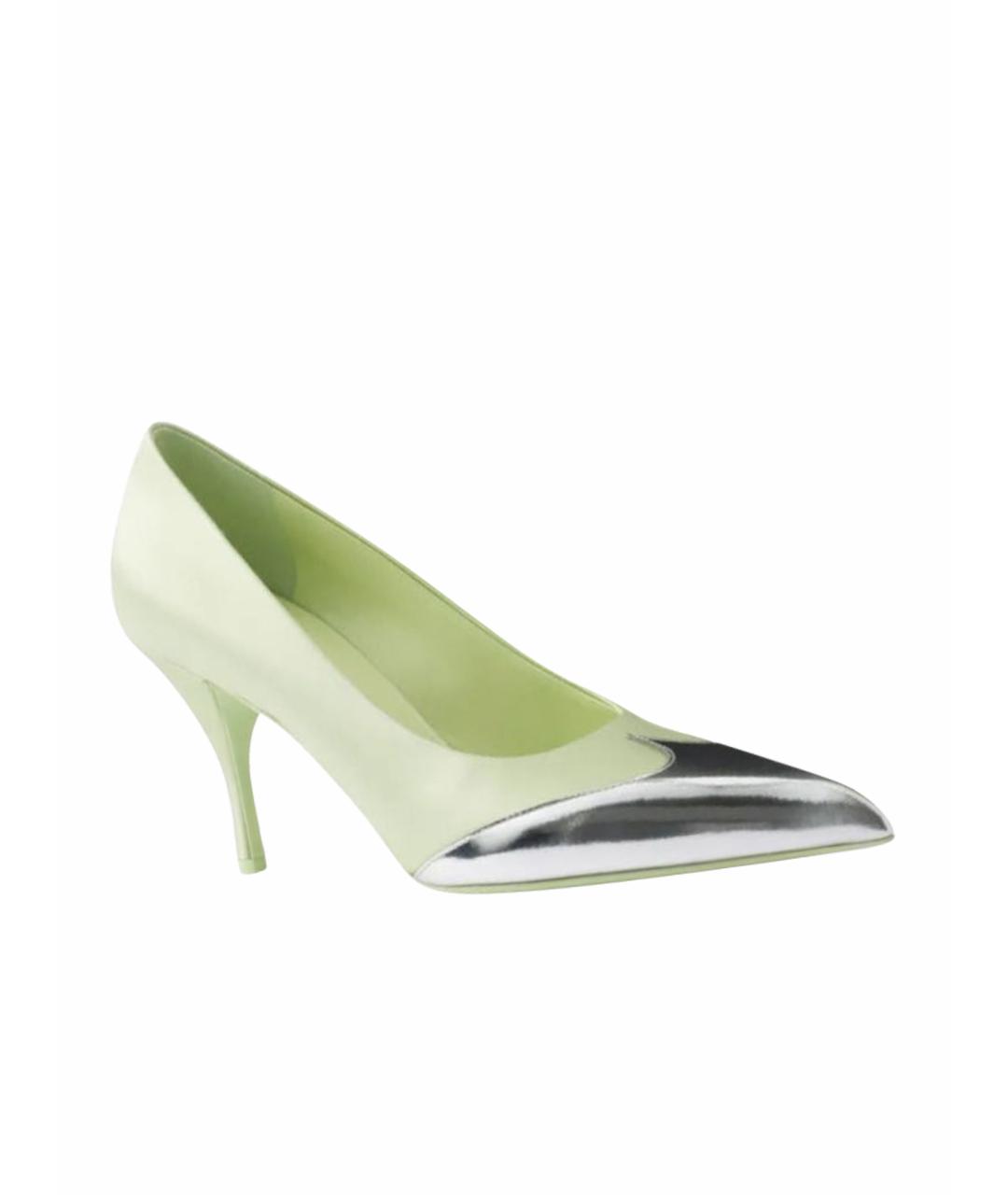 PRADA Салатовые текстильные туфли, фото 1