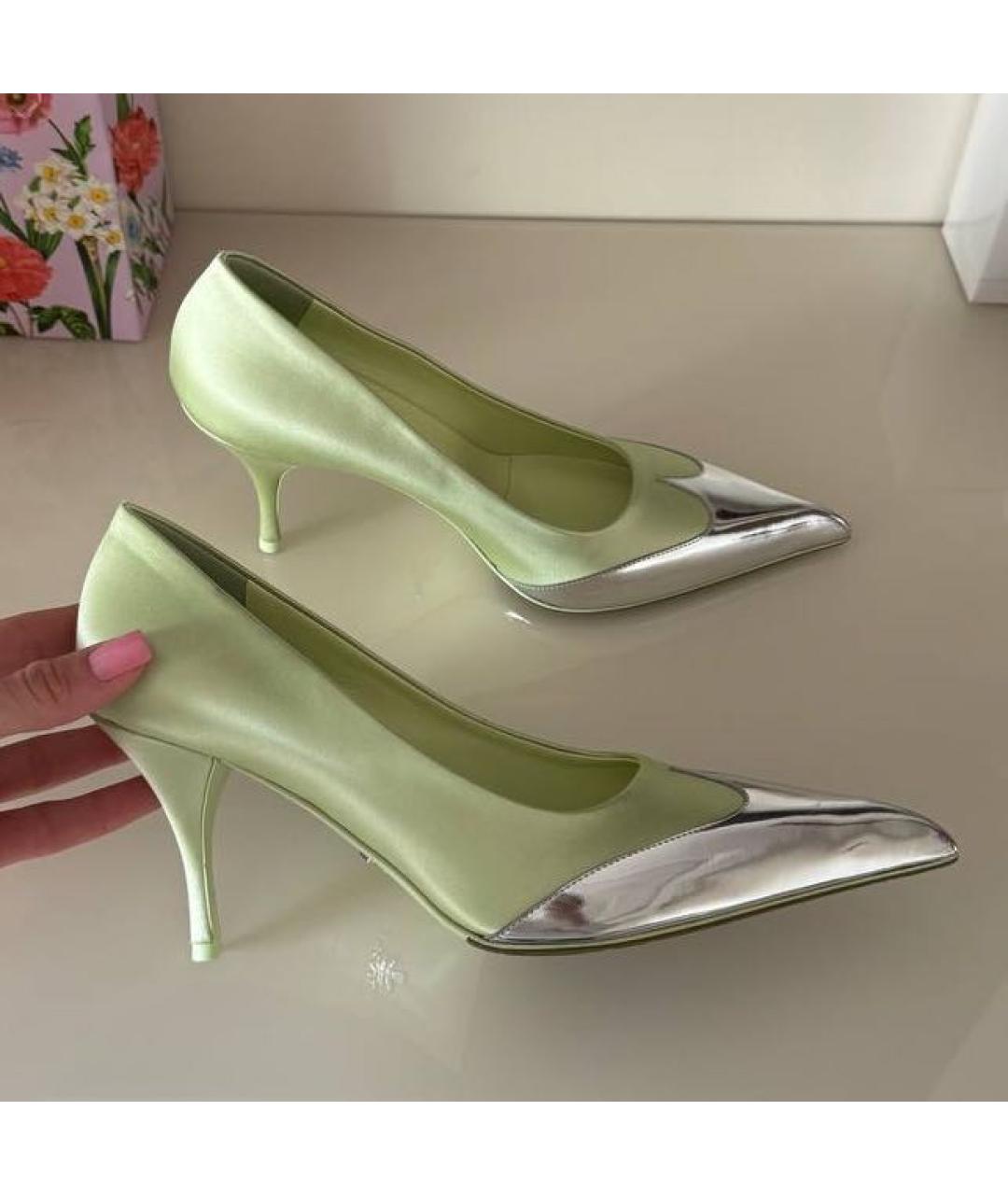 PRADA Салатовые текстильные туфли, фото 3