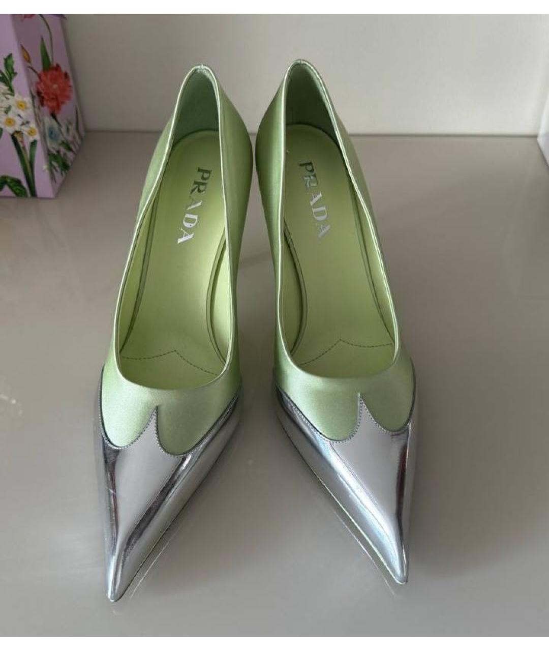 PRADA Салатовые текстильные туфли, фото 2