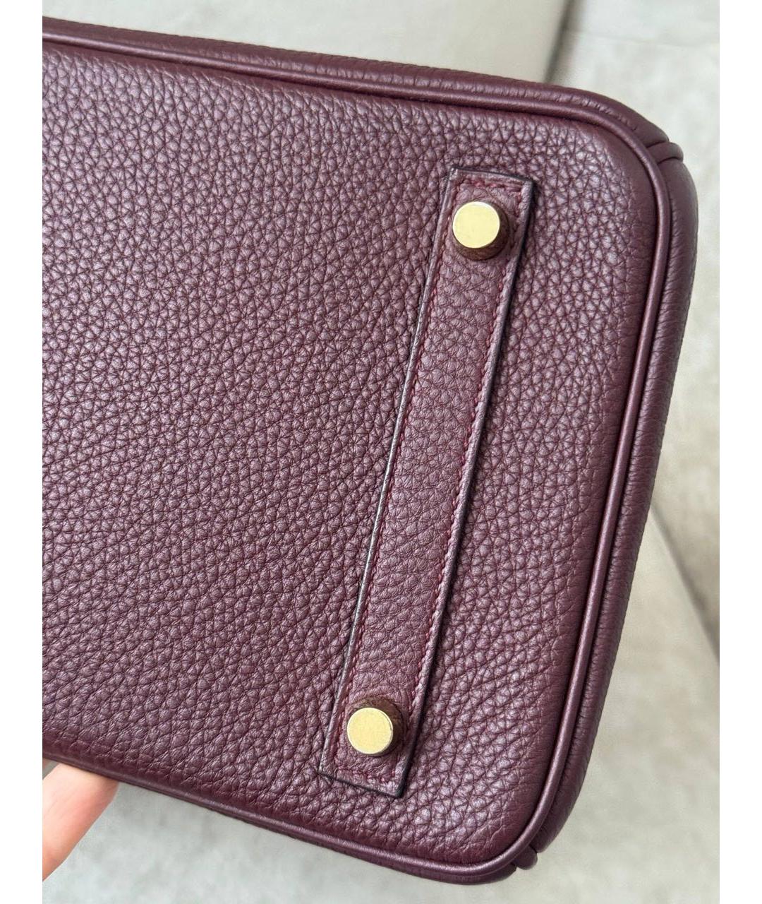 HERMES Бордовая кожаная сумка с короткими ручками, фото 8