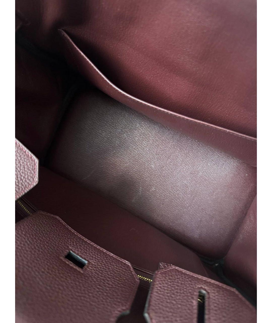 HERMES Бордовая кожаная сумка с короткими ручками, фото 6
