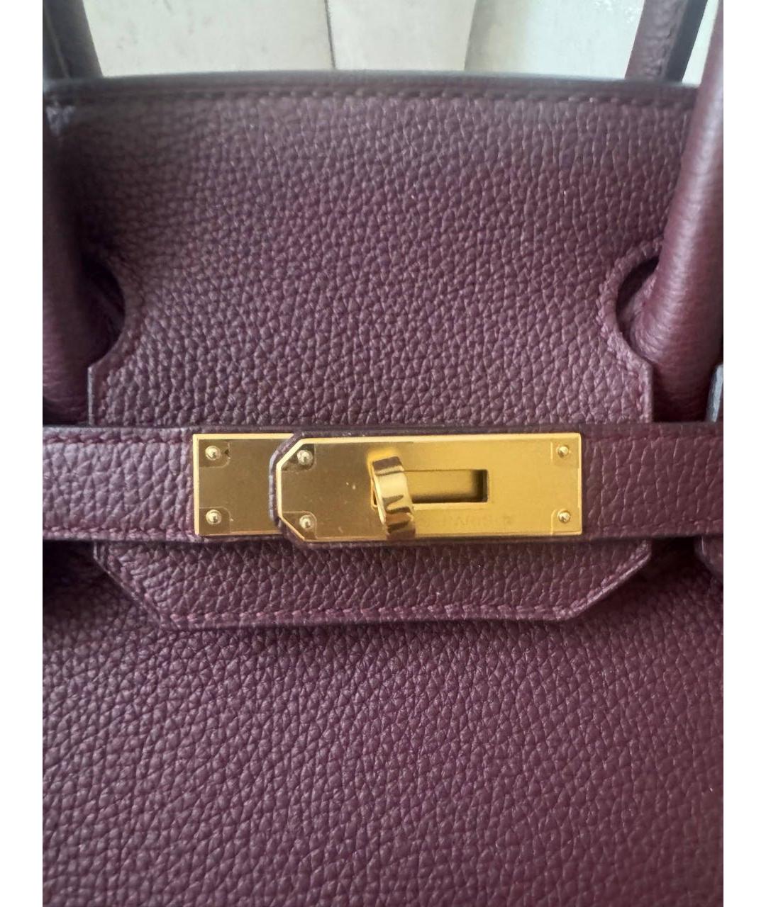 HERMES Бордовая кожаная сумка с короткими ручками, фото 5