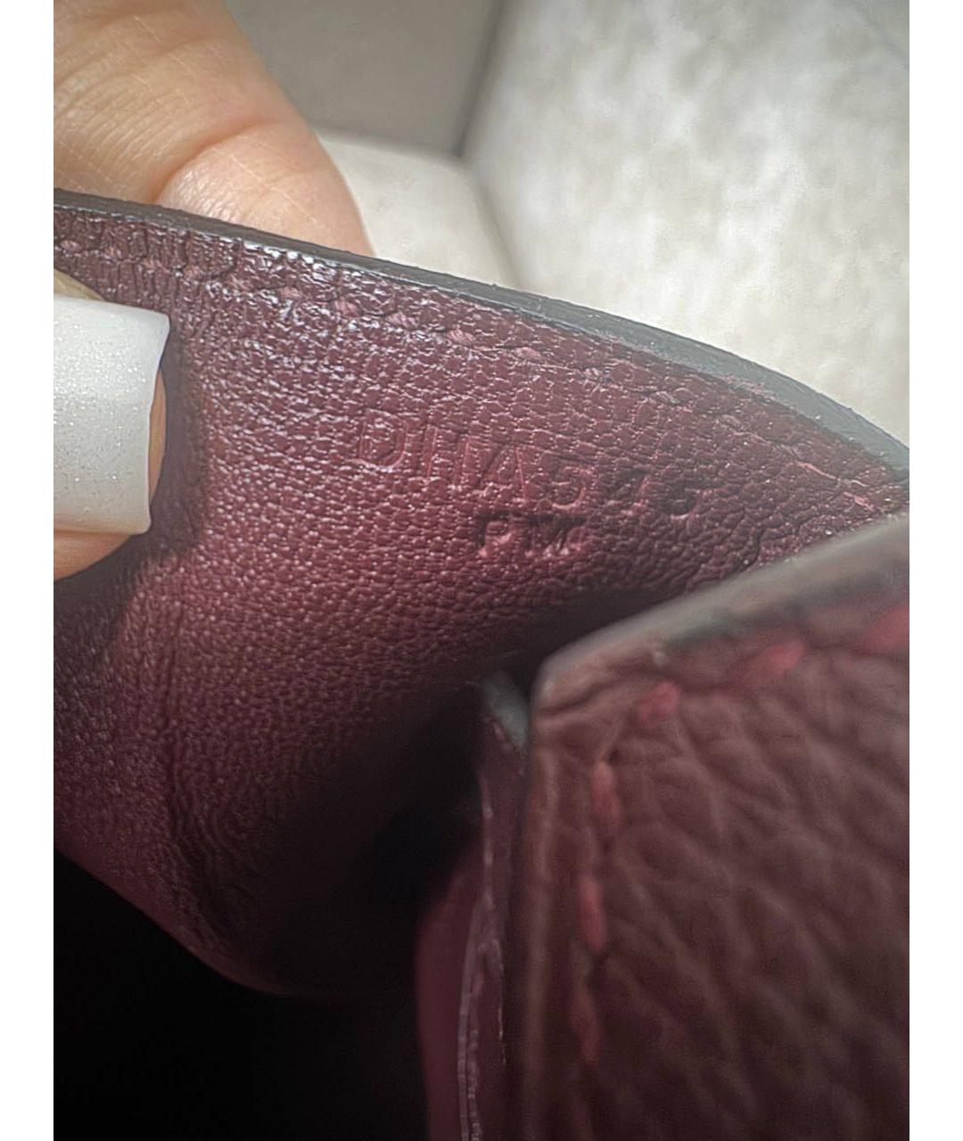 HERMES Бордовая кожаная сумка с короткими ручками, фото 7