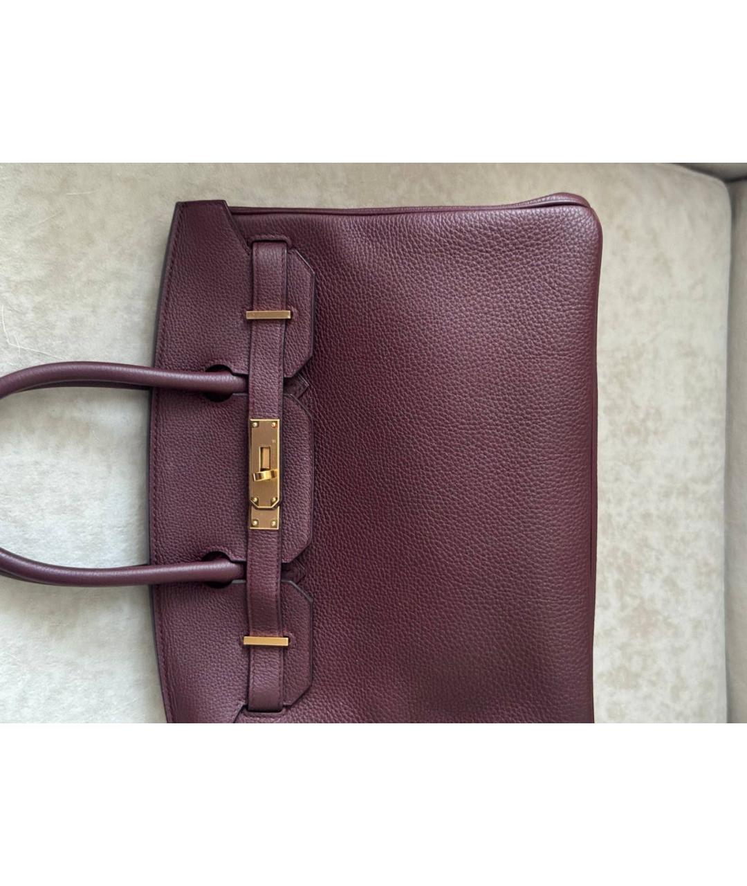 HERMES Бордовая кожаная сумка с короткими ручками, фото 2