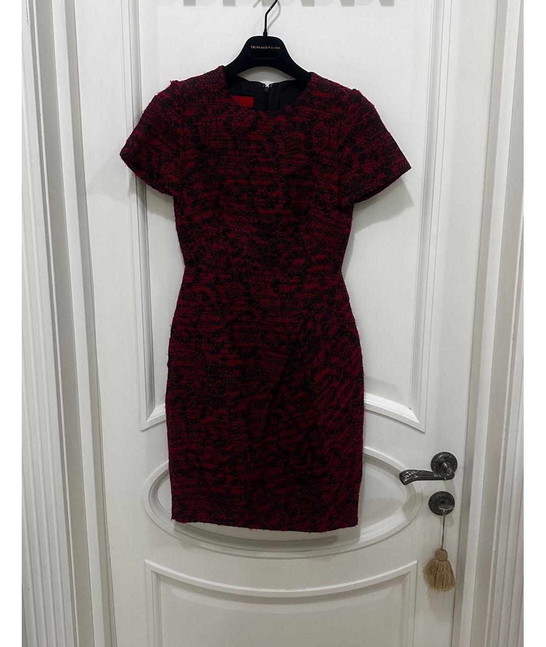 CAROLINA HERRERA Бордовое шерстяное коктейльное платье, фото 4