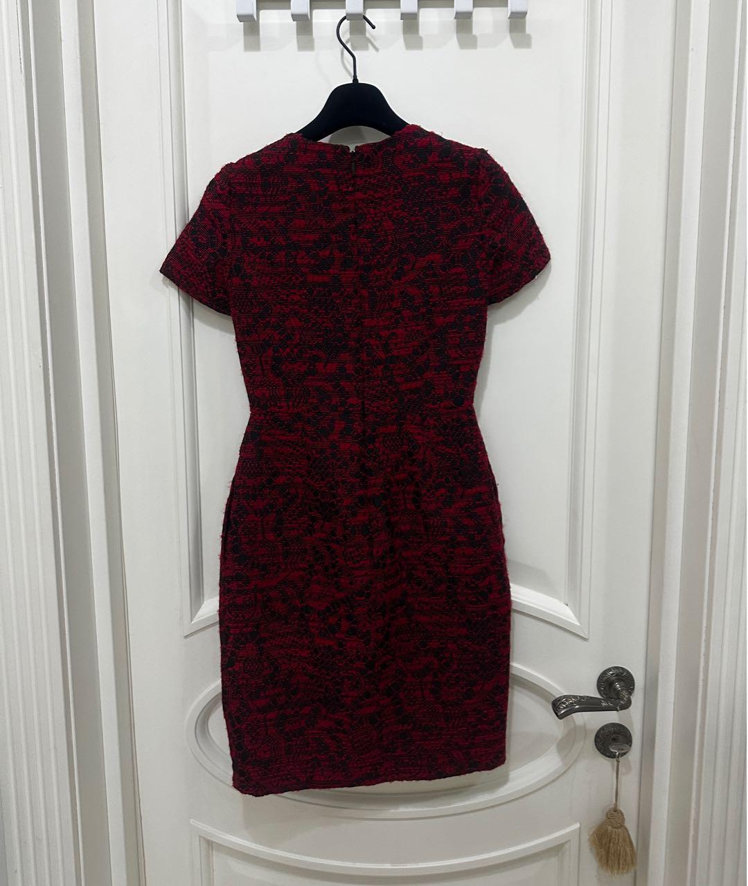 CAROLINA HERRERA Бордовое шерстяное коктейльное платье, фото 5