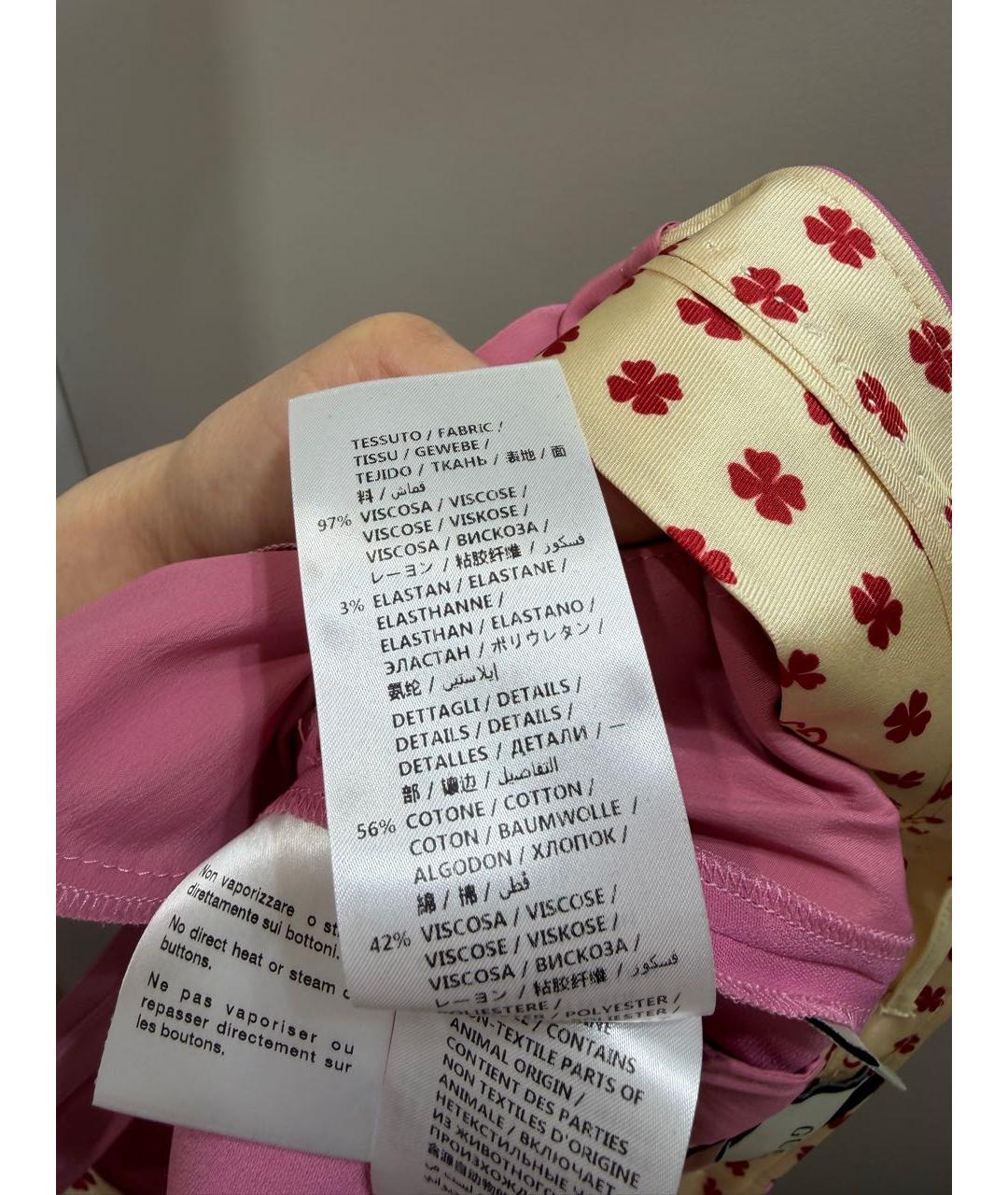 GUCCI Розовые вискозные прямые брюки, фото 5