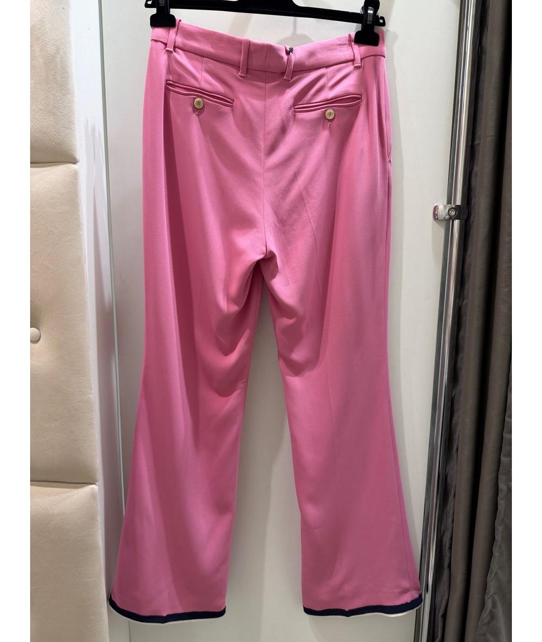 GUCCI Розовые вискозные прямые брюки, фото 3