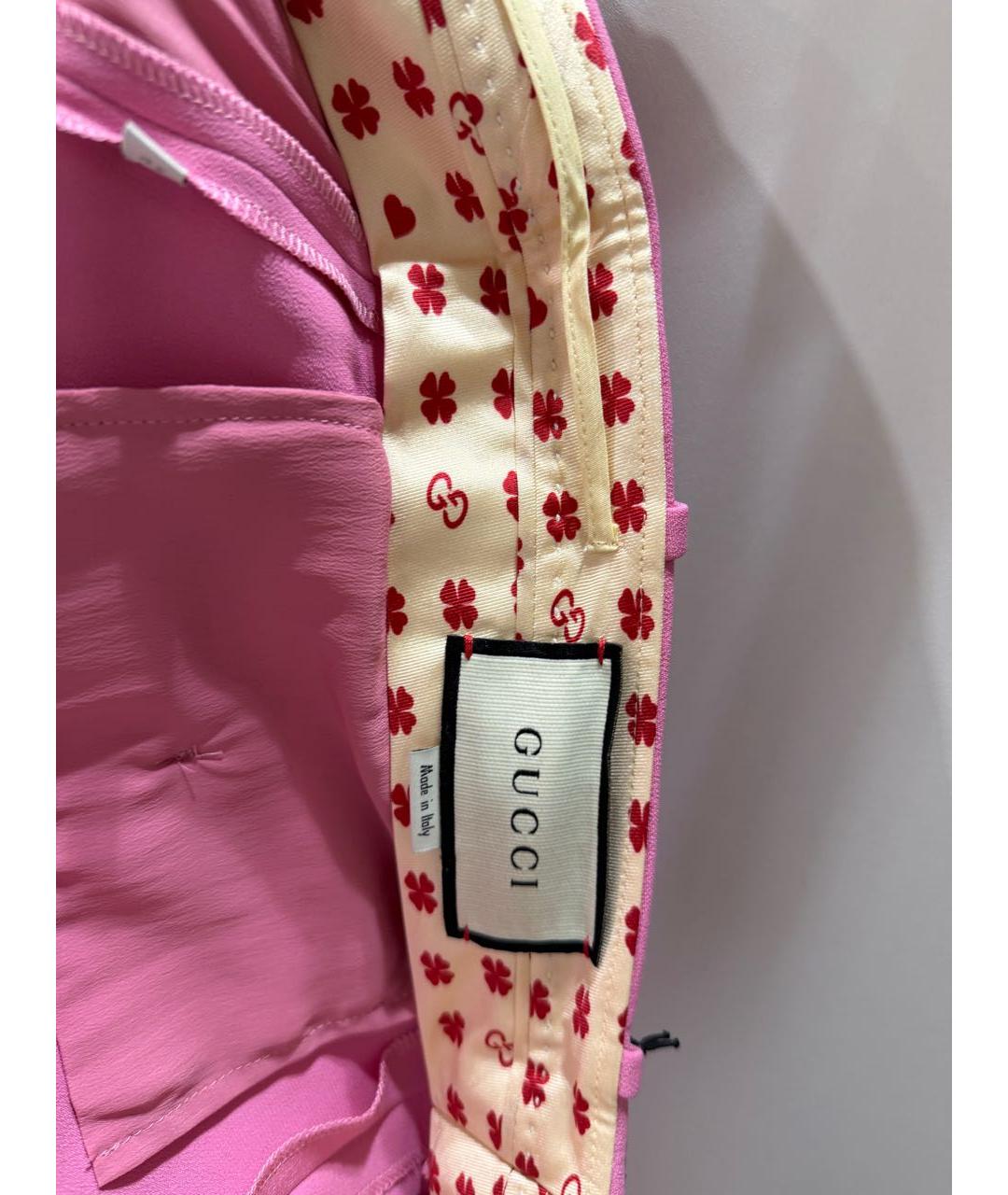 GUCCI Розовые вискозные прямые брюки, фото 6