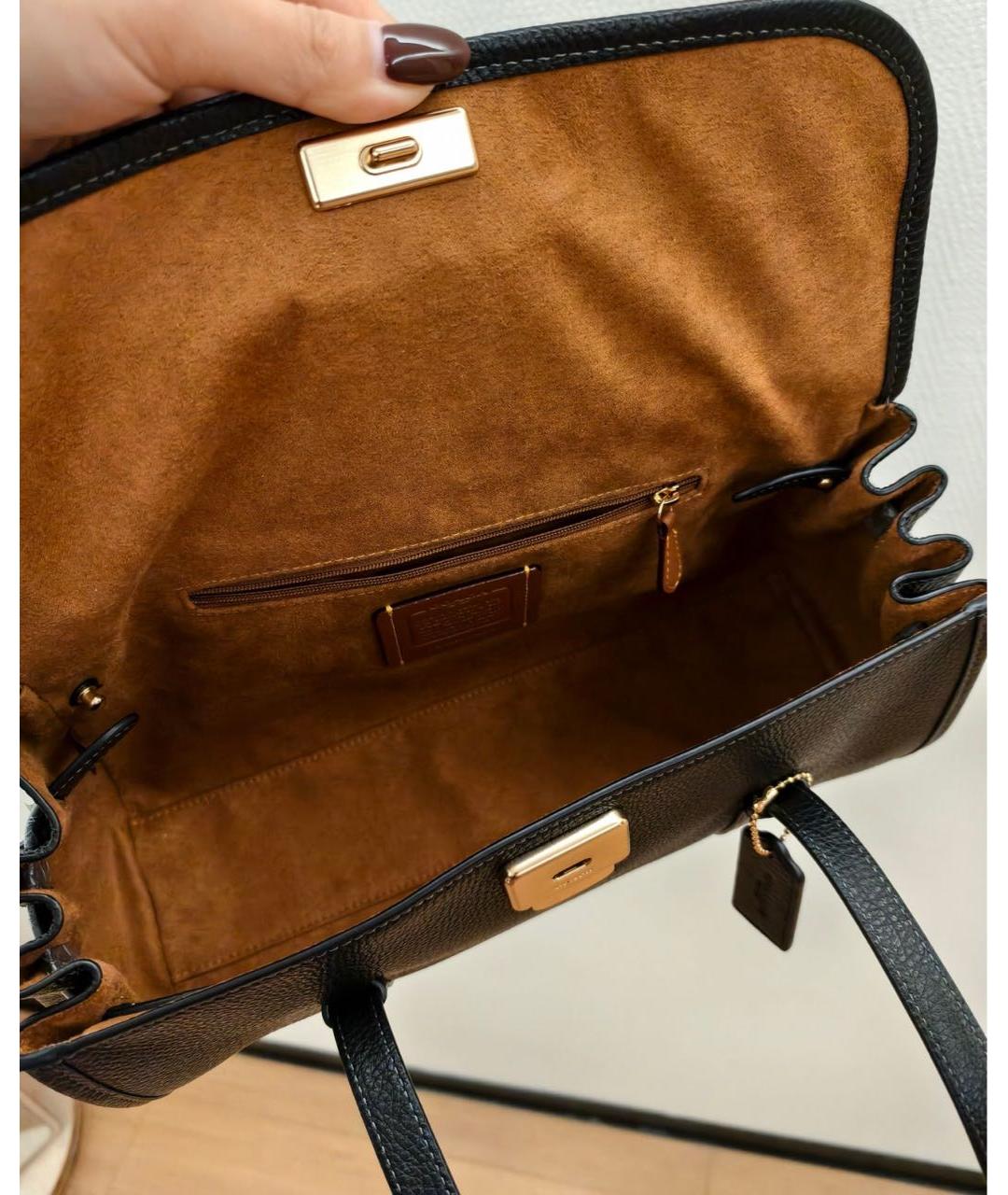 COACH Черная кожаная сумка через плечо, фото 7