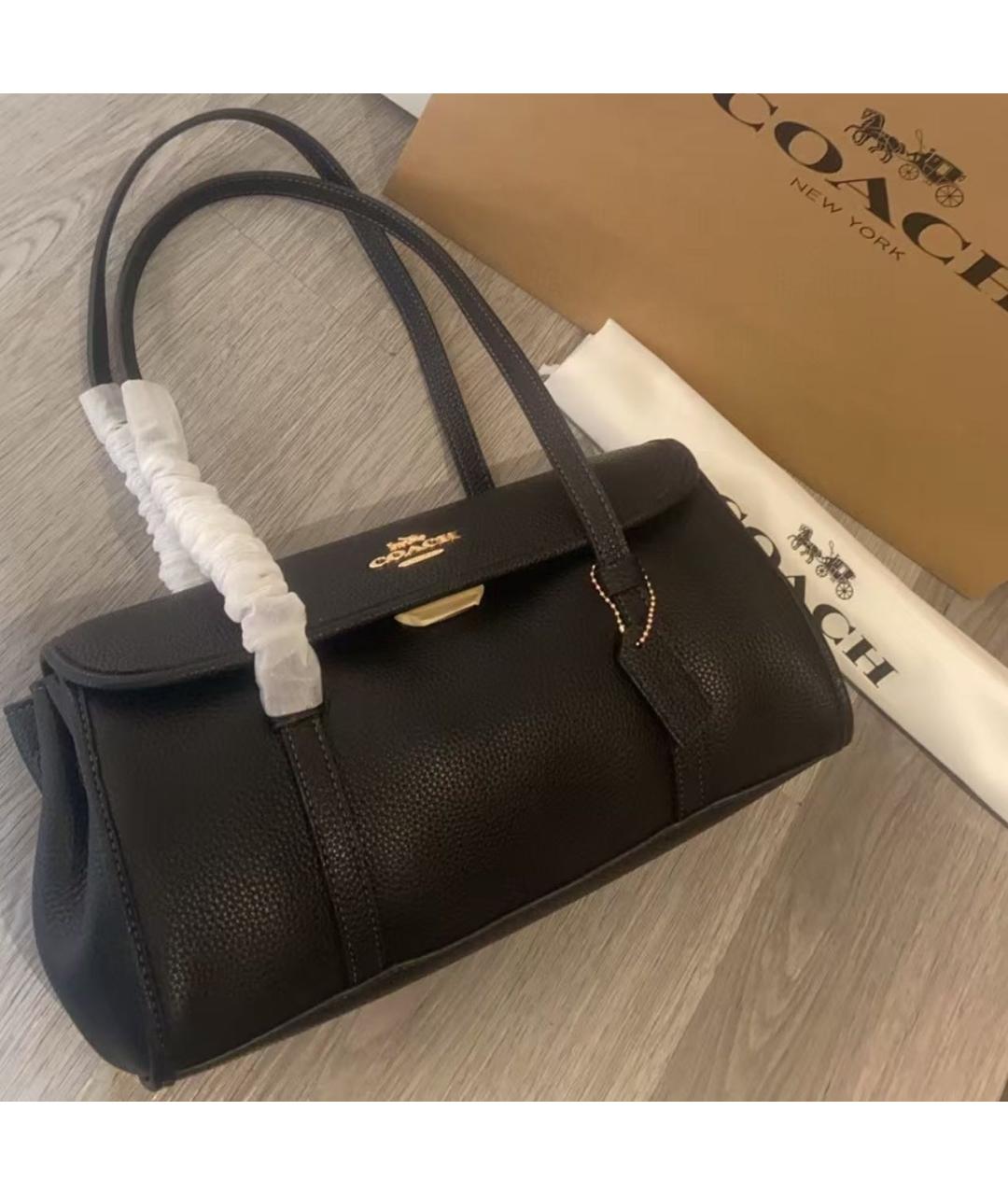 COACH Черная кожаная сумка через плечо, фото 6