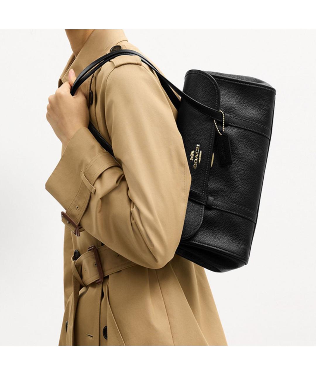 COACH Черная кожаная сумка через плечо, фото 5