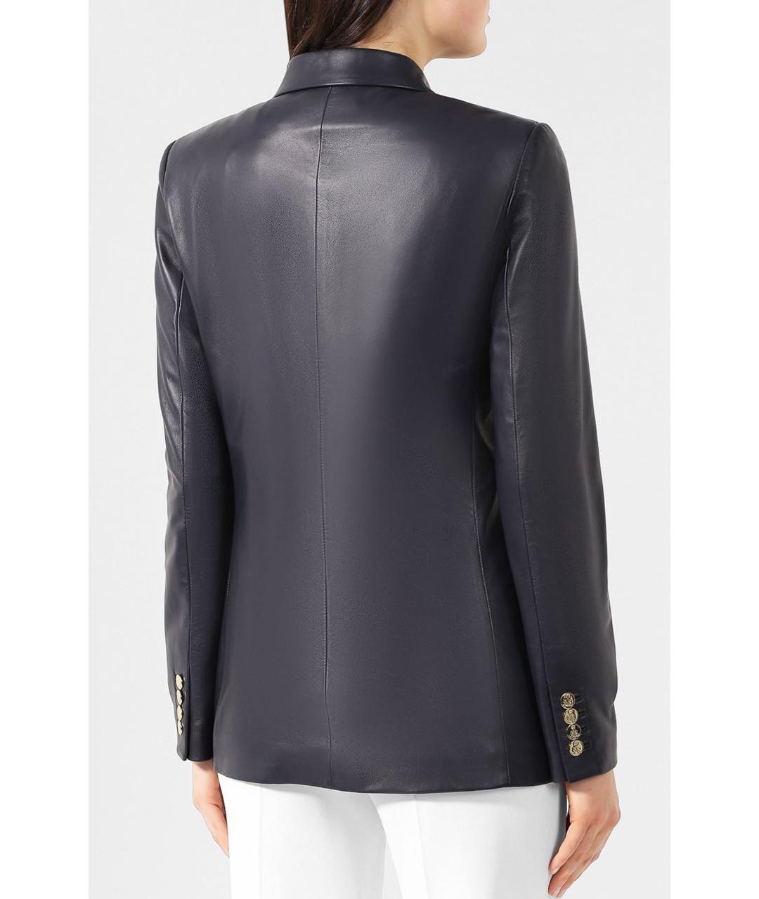 RALPH LAUREN COLLECTION Темно-синий кожаный жакет/пиджак, фото 4