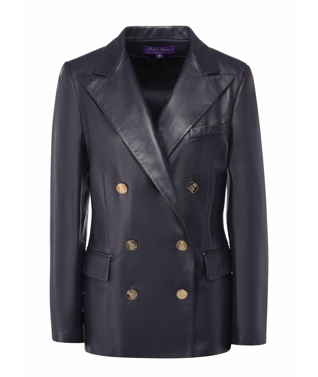 RALPH LAUREN COLLECTION Темно-синий кожаный жакет/пиджак, фото 1