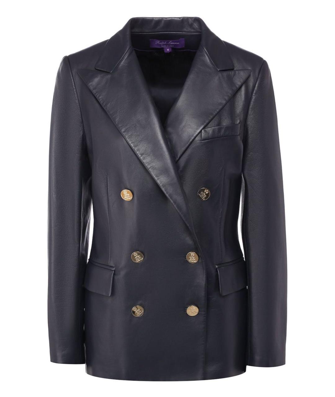 RALPH LAUREN COLLECTION Темно-синий кожаный жакет/пиджак, фото 6