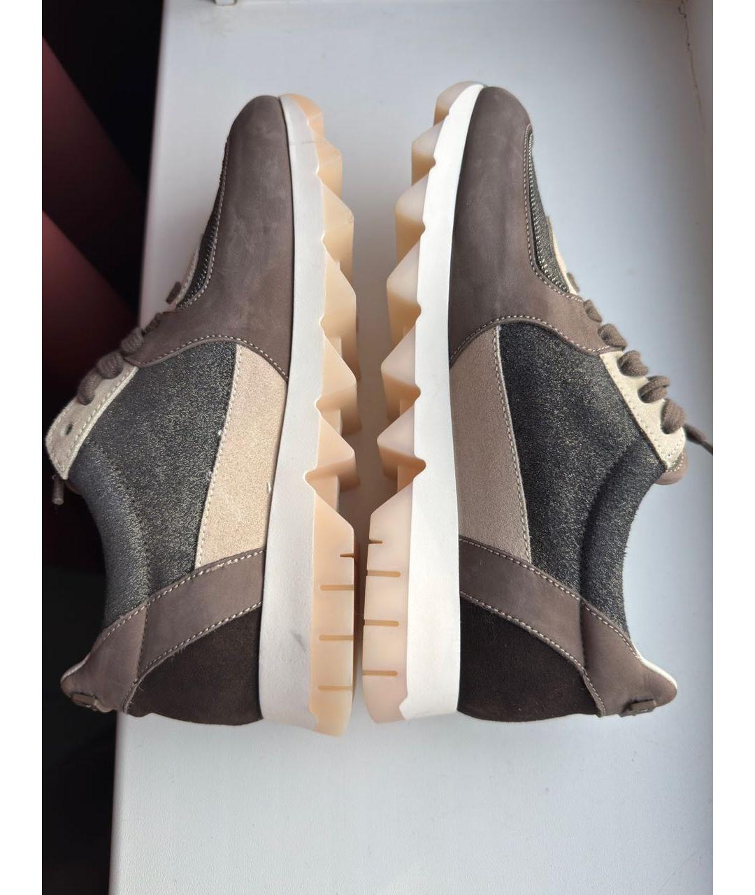 PESERICO Антрацитовые кожаные кроссовки, фото 5