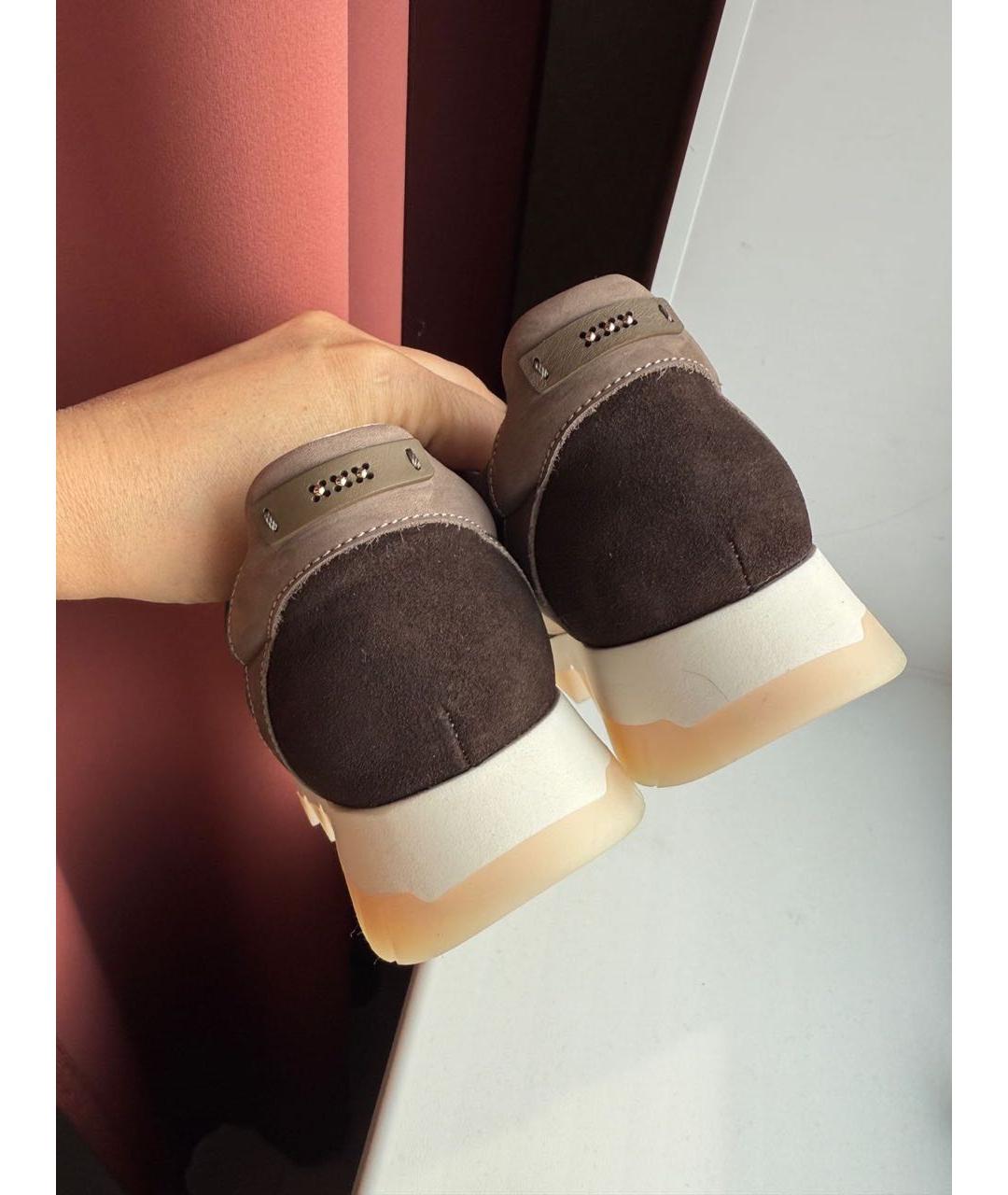 PESERICO Антрацитовые кожаные кроссовки, фото 4