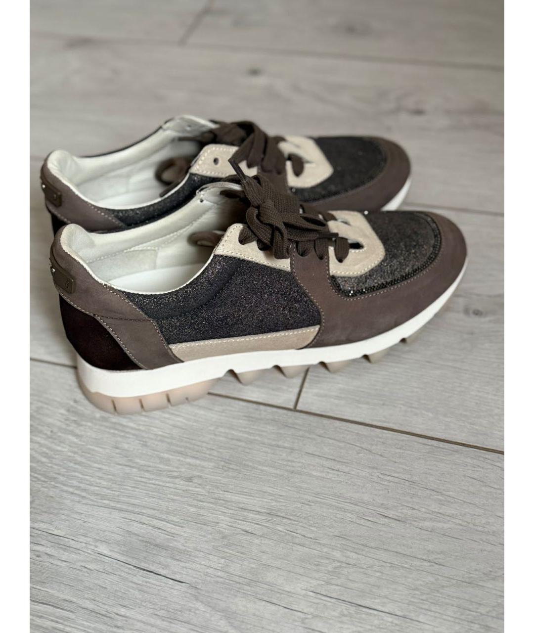 PESERICO Антрацитовые кожаные кроссовки, фото 3