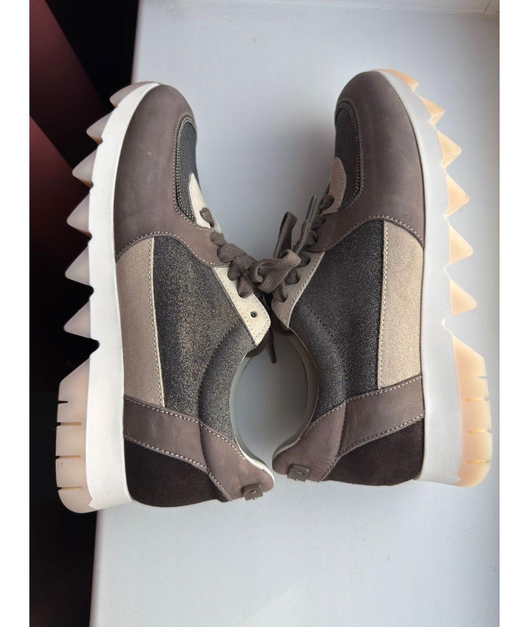 PESERICO Антрацитовые кожаные кроссовки, фото 7