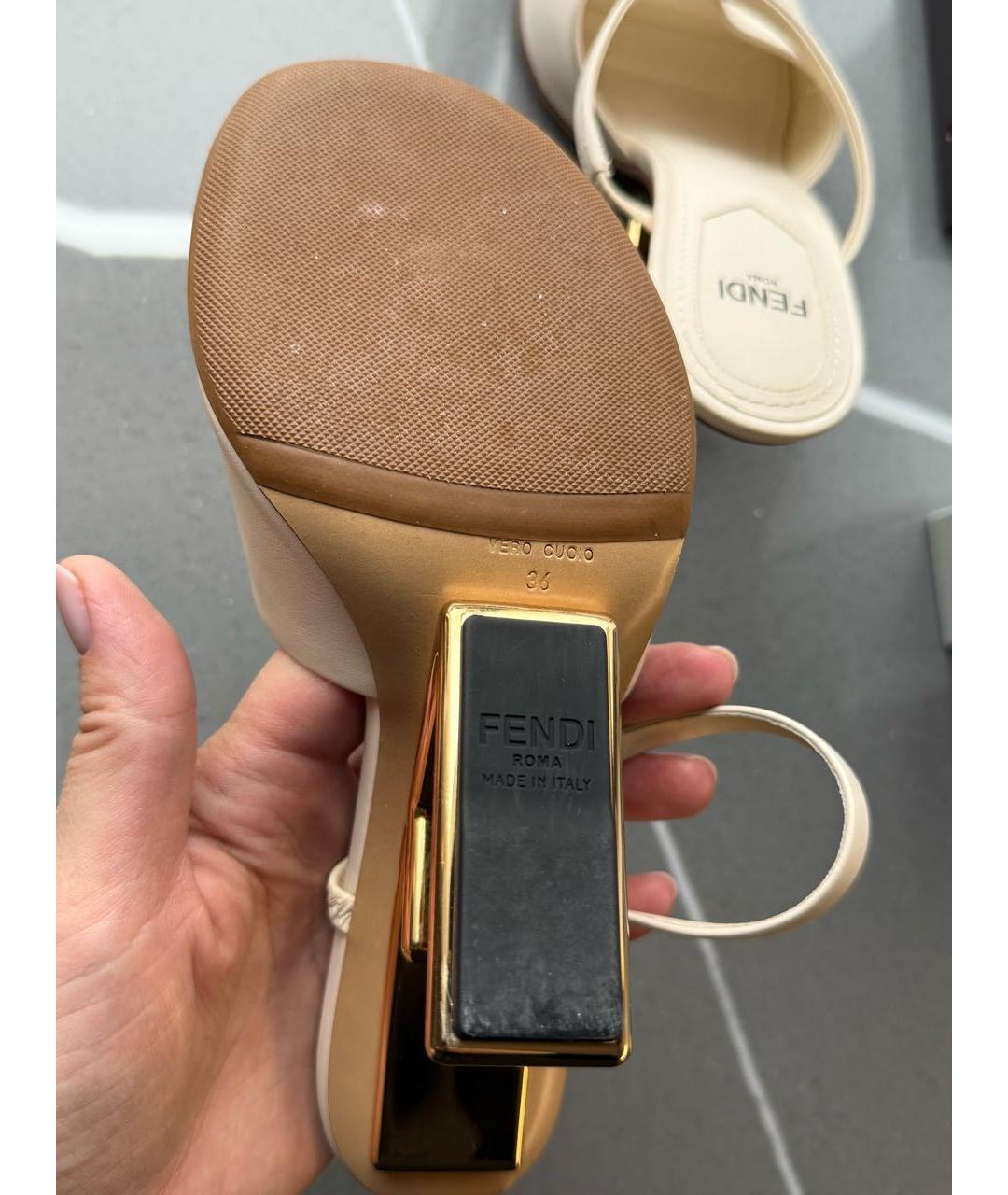 FENDI Бежевые кожаные туфли, фото 6