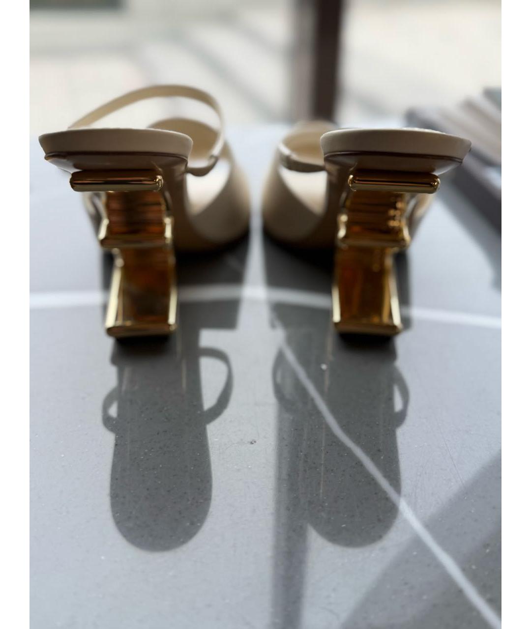 FENDI Бежевые кожаные туфли, фото 4