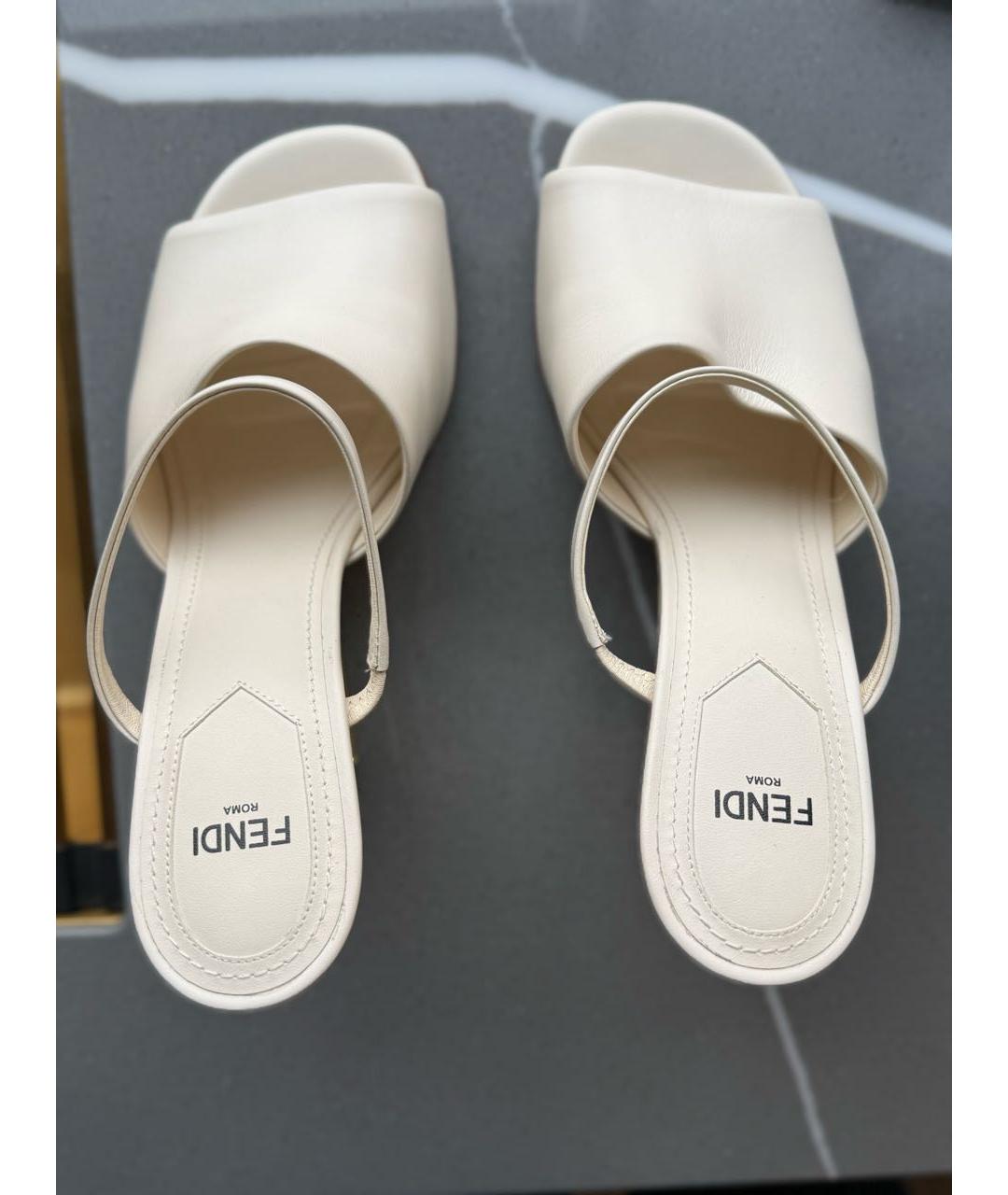 FENDI Бежевые кожаные туфли, фото 3