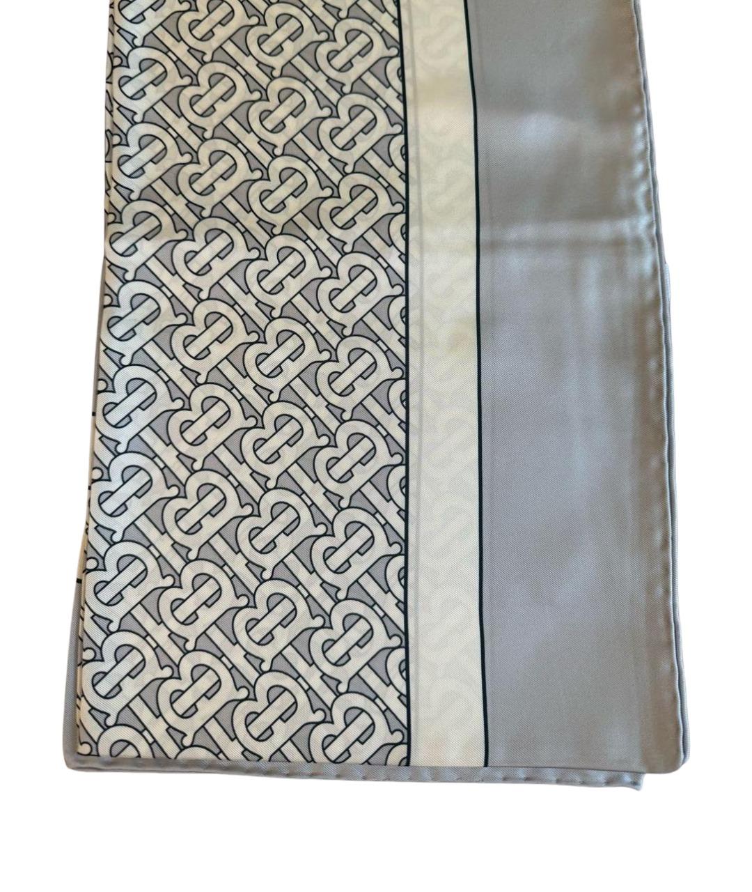 BURBERRY Серый шелковый платок, фото 1