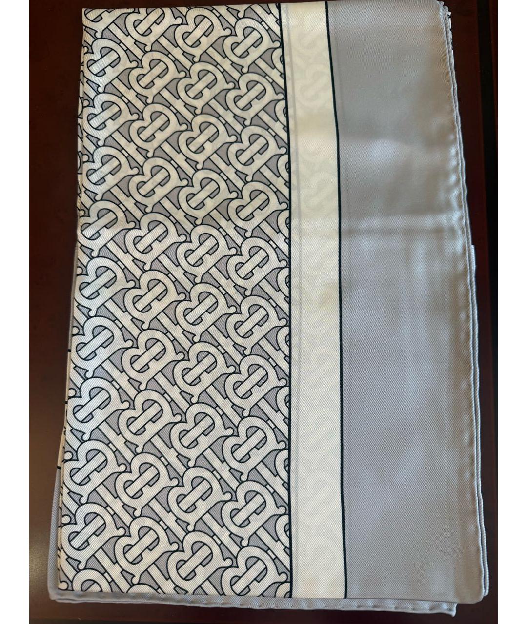 BURBERRY Серый шелковый платок, фото 5