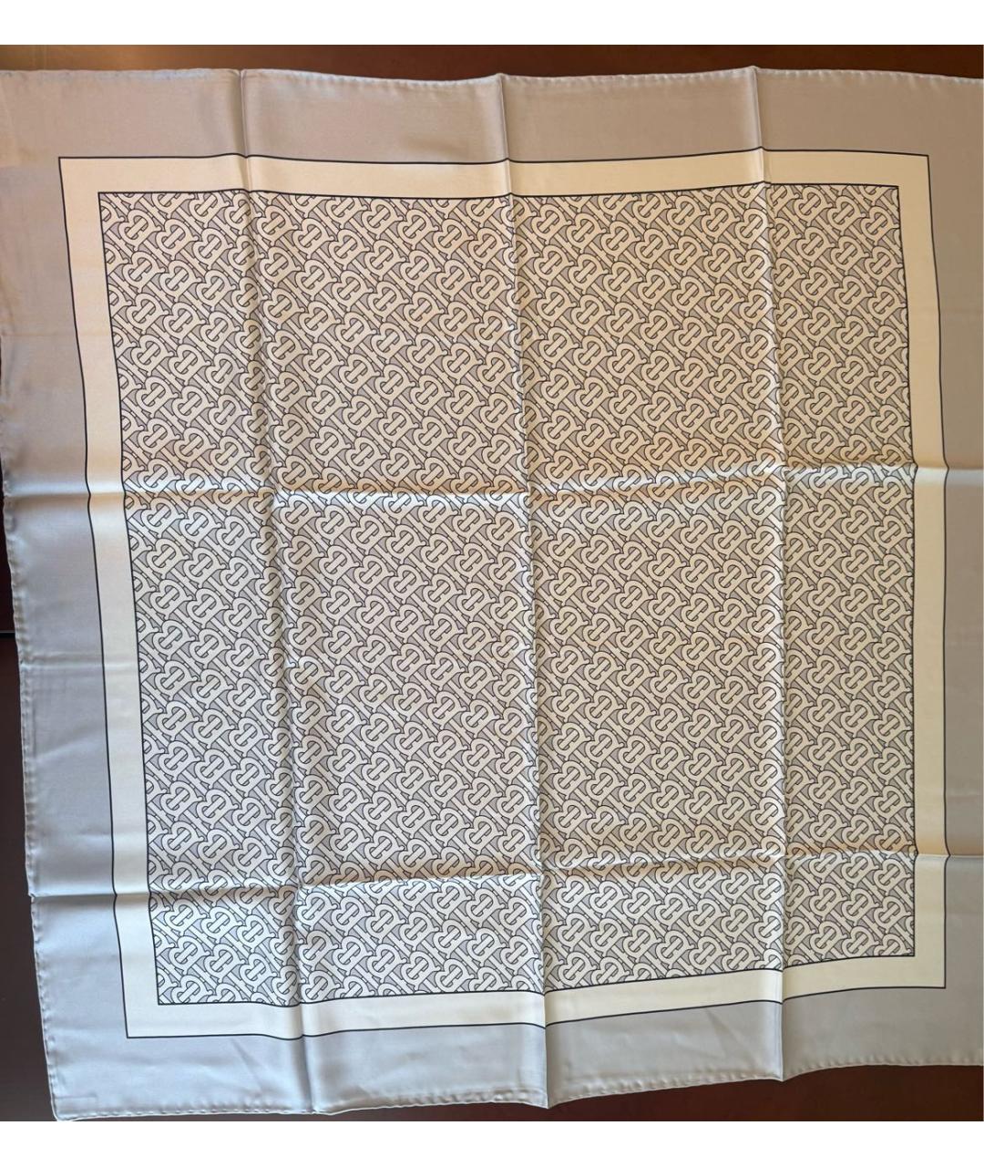 BURBERRY Серый шелковый платок, фото 2