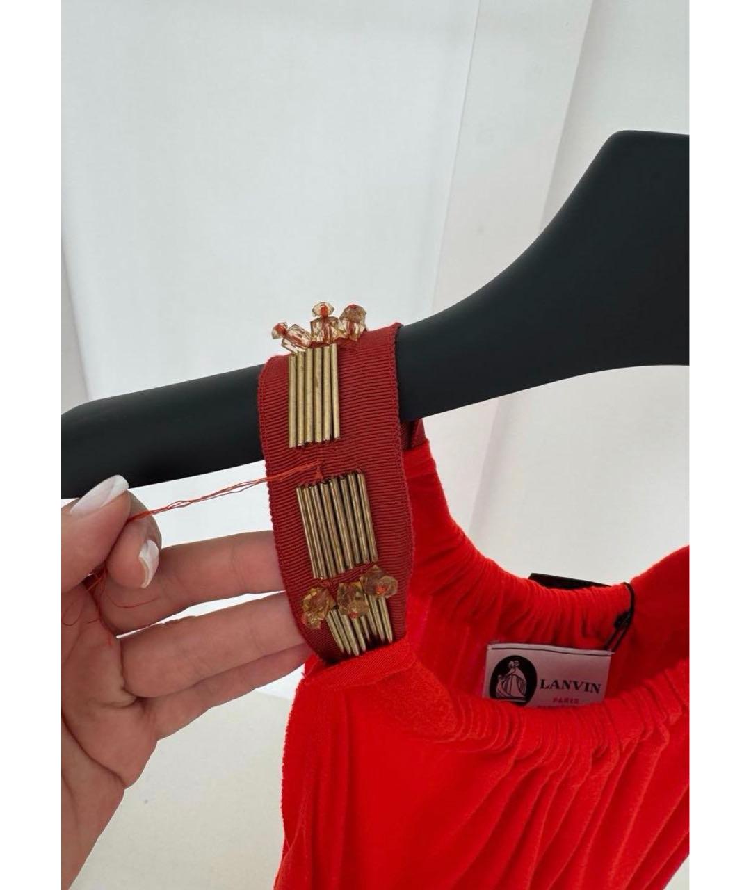 LANVIN Красное вискозное платье, фото 4