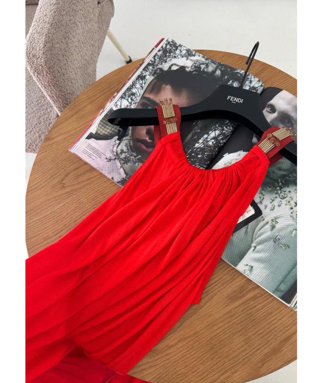 LANVIN Красное вискозное платье, фото 7