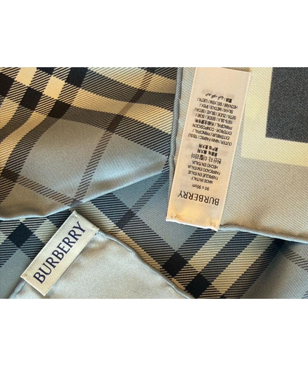 BURBERRY Голубой шелковый платок, фото 4